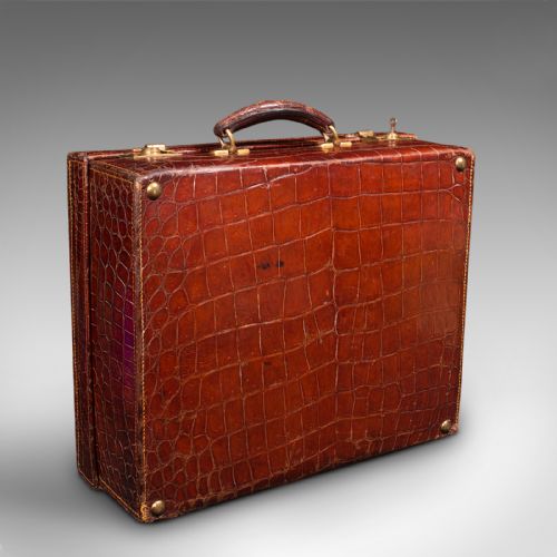 fig 4. Antique Ladies Country Day Case, English, Crocodile, Suitcase, Edwards and Sons