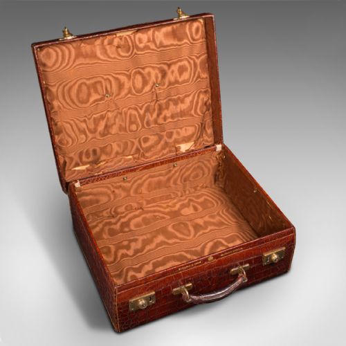 fig 5. Antique Ladies Country Day Case, English, Crocodile, Suitcase, Edwards and Sons