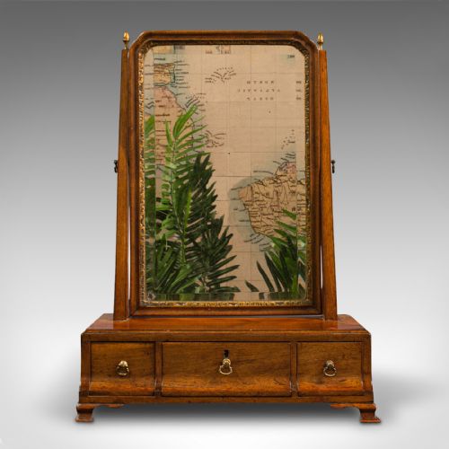 fig 1. Antique Bureau Mirror, English, Walnut, Georgian, C.1800