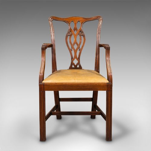 fig 1. Set of 10 Antique Carver Dining Chairs, English, Chippendale Revival, Victorian
