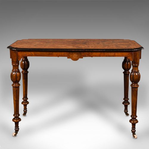 fig 4. Antique Marquetry Centre Table, English, Walnut, Inlaid, Side, Hall, Victorian