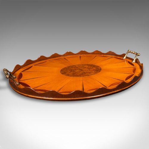 Antique Decorative Serving Tray, English, Satinwood, Afternoon Tea, Victorian