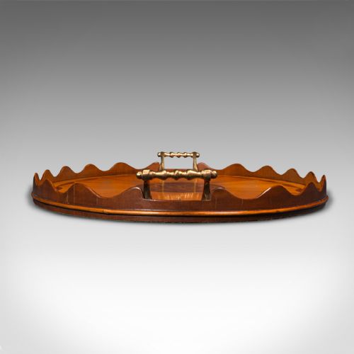 fig 3. Antique Decorative Serving Tray, English, Satinwood, Afternoon Tea, Victorian
