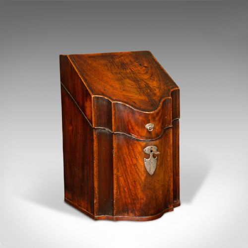 ANTIQUE KNIFE BOX ENGLISH WALNUT CUTLERY CANTEEN FITTED INTERIOR GEORGIAN - ADDITIONAL PHOTO 1