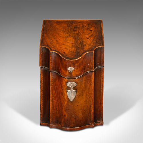 ANTIQUE KNIFE BOX ENGLISH WALNUT CUTLERY CANTEEN FITTED INTERIOR GEORGIAN - ADDITIONAL PHOTO 3