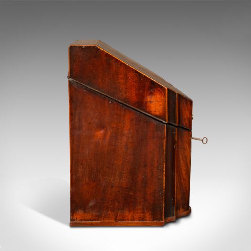 ANTIQUE KNIFE BOX ENGLISH WALNUT CUTLERY CANTEEN FITTED INTERIOR GEORGIAN - ADDITIONAL PHOTO 4