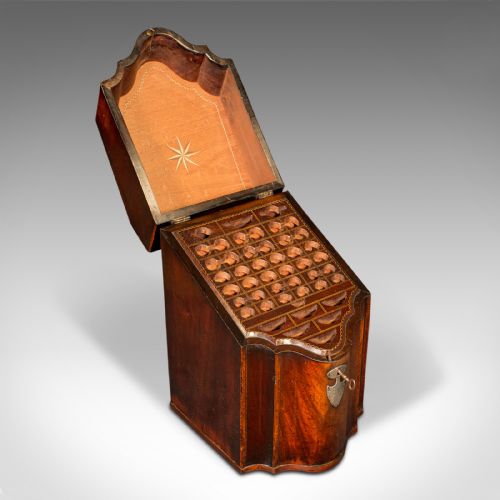 ANTIQUE KNIFE BOX ENGLISH WALNUT CUTLERY CANTEEN FITTED INTERIOR GEORGIAN - ADDITIONAL PHOTO 7