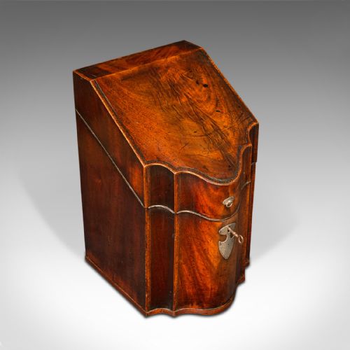 ANTIQUE KNIFE BOX ENGLISH WALNUT CUTLERY CANTEEN FITTED INTERIOR GEORGIAN - ADDITIONAL PHOTO 8