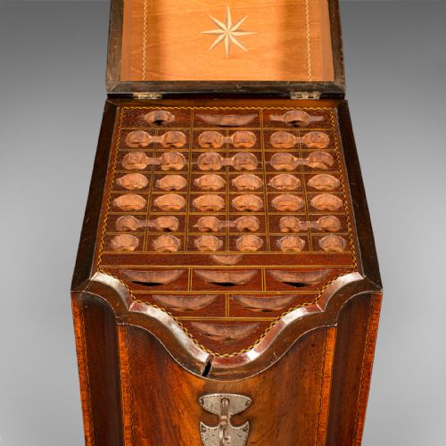 ANTIQUE KNIFE BOX ENGLISH WALNUT CUTLERY CANTEEN FITTED INTERIOR GEORGIAN - ADDITIONAL PHOTO 9