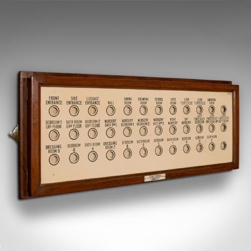 Large Antique Country House Butler's Bell Board, English, Room Panel, Victorian
