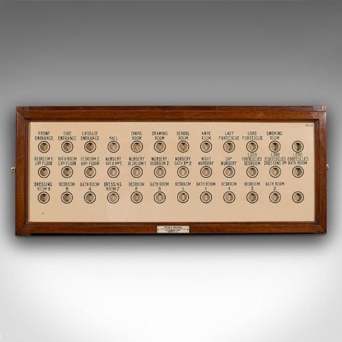 fig 1. Large Antique Country House Butler's Bell Board, English, Room Panel, Victorian