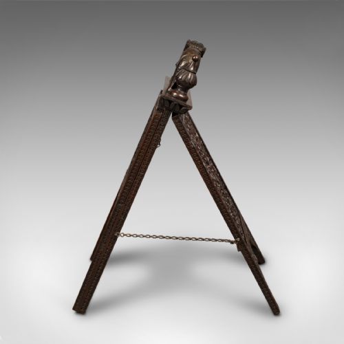ANTIQUE CARVED FOLIO STAND BURMESE TEAK GENTLEMAN'S NEWSPAPER RACK VICTORIAN - ADDITIONAL PHOTO 5