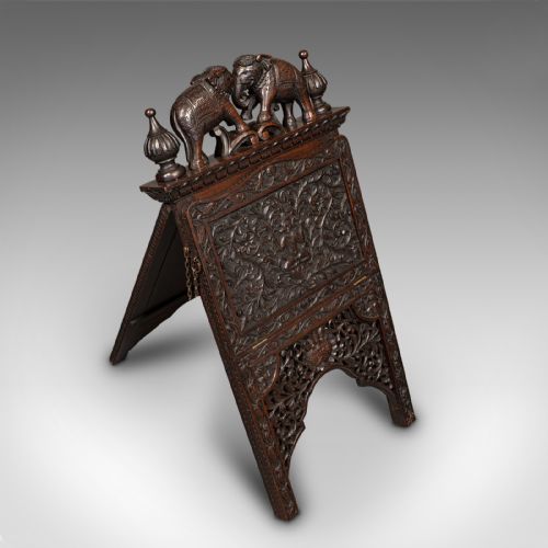 ANTIQUE CARVED FOLIO STAND BURMESE TEAK GENTLEMAN'S NEWSPAPER RACK VICTORIAN - ADDITIONAL PHOTO 8