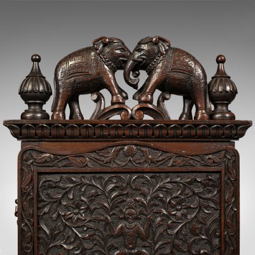 ANTIQUE CARVED FOLIO STAND BURMESE TEAK GENTLEMAN'S NEWSPAPER RACK VICTORIAN - ADDITIONAL PHOTO 9