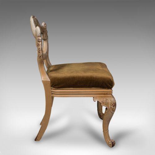 PAIR OF ANTIQUE SIDE CHAIRS FRENCH PAINTED HALL OCCASIONAL SEAT VICTORIAN - ADDITIONAL PHOTO 2
