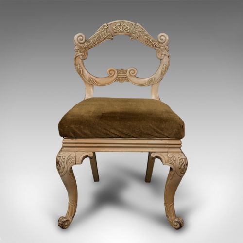 PAIR OF ANTIQUE SIDE CHAIRS FRENCH PAINTED HALL OCCASIONAL SEAT VICTORIAN - ADDITIONAL PHOTO 3