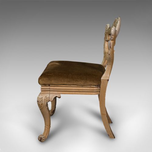 PAIR OF ANTIQUE SIDE CHAIRS FRENCH PAINTED HALL OCCASIONAL SEAT VICTORIAN - ADDITIONAL PHOTO 4