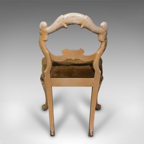 PAIR OF ANTIQUE SIDE CHAIRS FRENCH PAINTED HALL OCCASIONAL SEAT VICTORIAN - ADDITIONAL PHOTO 5