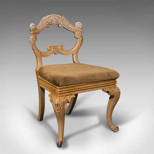 PAIR OF ANTIQUE SIDE CHAIRS FRENCH PAINTED HALL OCCASIONAL SEAT VICTORIAN - ADDITIONAL PHOTO 6