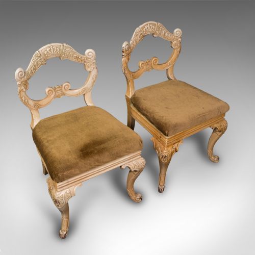 PAIR OF ANTIQUE SIDE CHAIRS FRENCH PAINTED HALL OCCASIONAL SEAT VICTORIAN - ADDITIONAL PHOTO 8