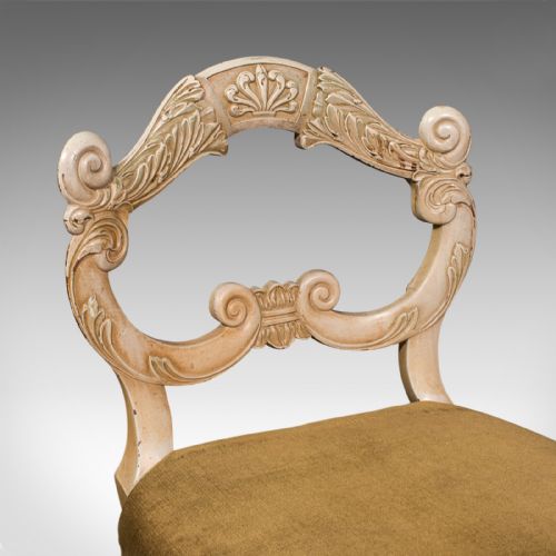 PAIR OF ANTIQUE SIDE CHAIRS FRENCH PAINTED HALL OCCASIONAL SEAT VICTORIAN - ADDITIONAL PHOTO 9
