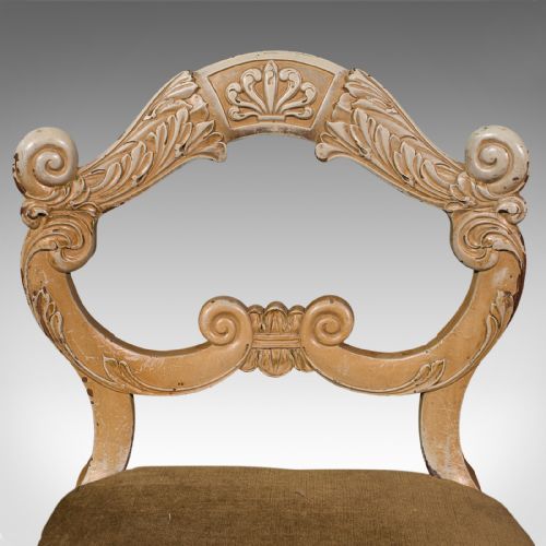 PAIR OF ANTIQUE SIDE CHAIRS FRENCH PAINTED HALL OCCASIONAL SEAT VICTORIAN - ADDITIONAL PHOTO 10
