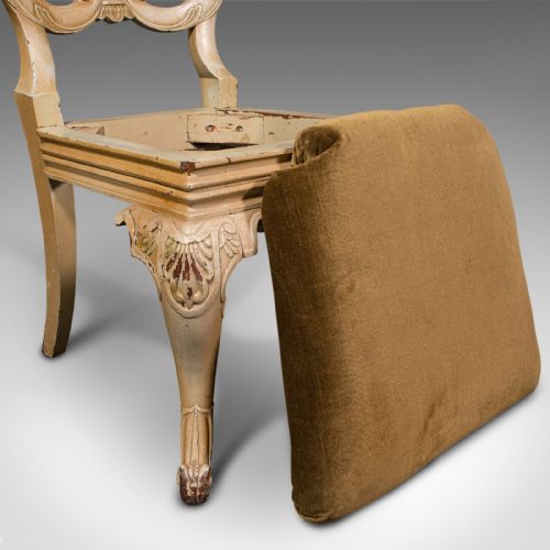 PAIR OF ANTIQUE SIDE CHAIRS FRENCH PAINTED HALL OCCASIONAL SEAT VICTORIAN - ADDITIONAL PHOTO 11