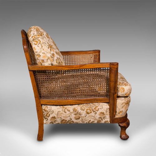 fig 5. Antique Bergere Sofa Suite, English, Walnut, 3 Seat Settee, Armchair, Edwardian