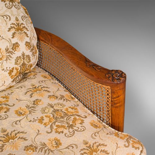 fig 6. Antique Bergere Sofa Suite, English, Walnut, 3 Seat Settee, Armchair, Edwardian