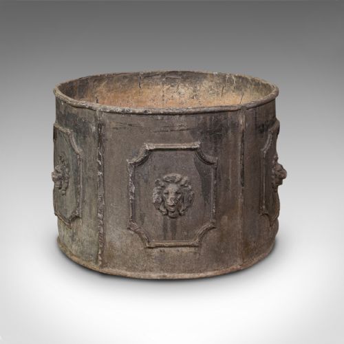 fig 2. Pair Of Heavy Antique Planters, English, Lead, Planting Pot, Victorian, C.1850