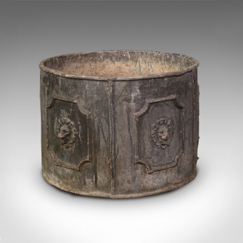 fig 3. Pair Of Heavy Antique Planters, English, Lead, Planting Pot, Victorian, C.1850
