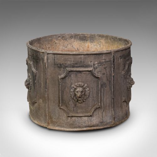 fig 4. Pair Of Heavy Antique Planters, English, Lead, Planting Pot, Victorian, C.1850