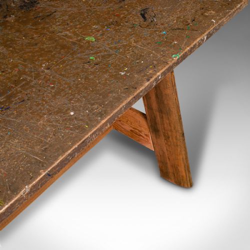 LARGE ANTIQUE ARTIST'S BENCH ENGLISH PATINA EDWARDIAN - ADDITIONAL PHOTO 7