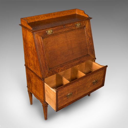 ANTIQUE METAMORPHIC DRINK CABINET ENGLISH OAK BUREAU FORM COCKTAIL VICTORIAN - ADDITIONAL PHOTO 6