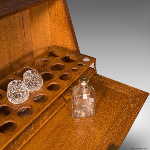 ANTIQUE METAMORPHIC DRINK CABINET ENGLISH OAK BUREAU FORM COCKTAIL VICTORIAN - ADDITIONAL PHOTO 8