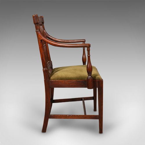 fig 2. Antique Elbow Chair, English, Carver Seat, After Sheraton, Georgian, Circa 1780