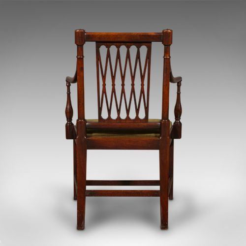 fig 3. Antique Elbow Chair, English, Carver Seat, After Sheraton, Georgian, Circa 1780