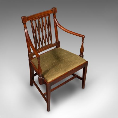 fig 4. Antique Elbow Chair, English, Carver Seat, After Sheraton, Georgian, Circa 1780