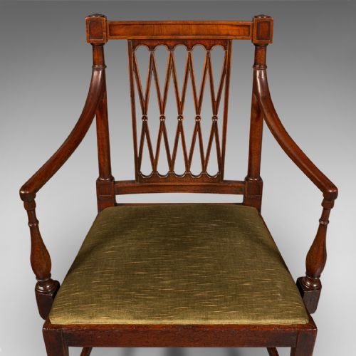 fig 5. Antique Elbow Chair, English, Carver Seat, After Sheraton, Georgian, Circa 1780