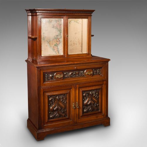 ANTIQUE SECRETAIRE SIDEBOARD ENGLISH VICTORIAN C1900 - ADDITIONAL PHOTO 1