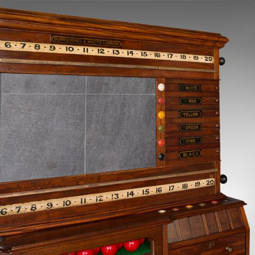 fig 5. Large Antique Billiard Scoreboard Cabinet, Walnut, Burroughes & Watts, Edwardian