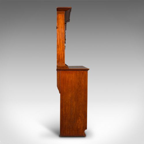 fig 4. An Edwardian English walnut billiard score cabinet featuring built-in life pool scorers, ball storage racks, brass handles, drawers, and lower cupboard space.