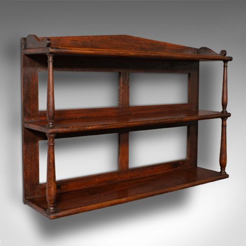 Antique Wall Bookshelf, English, 3-Tier Whatnot, Bookcase, Cabinet, Georgian