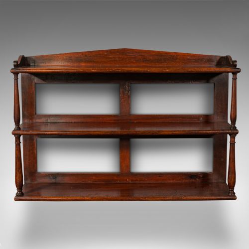 fig 1. Antique Wall Bookshelf, English, 3-Tier Whatnot, Bookcase, Cabinet, Georgian