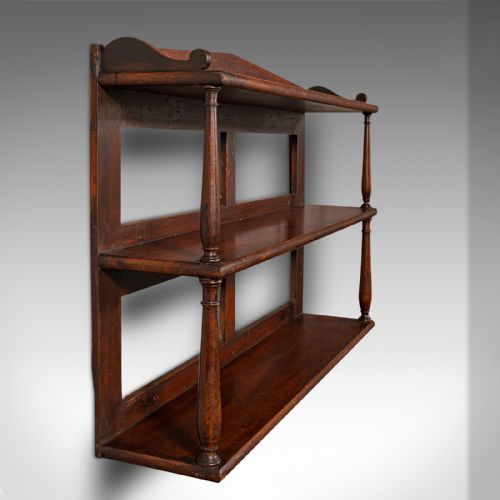 fig 5. Antique Wall Bookshelf, English, 3-Tier Whatnot, Bookcase, Cabinet, Georgian