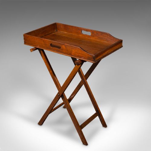 Antique Butler's Stand, English, Walnut, Serving Tray, Folding Rest, Victorian