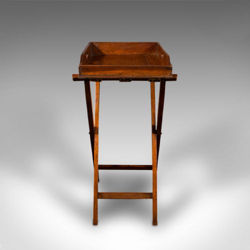 fig 1. Antique Butler's Stand, English, Walnut, Serving Tray, Folding Rest, Victorian