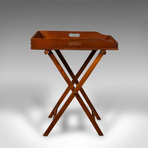 fig 2. Antique Butler's Stand, English, Walnut, Serving Tray, Folding Rest, Victorian