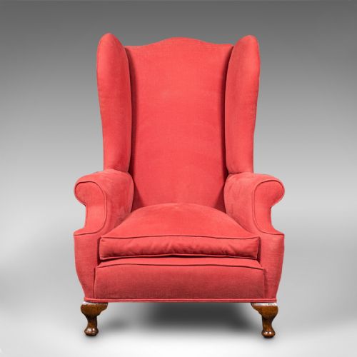 fig 1. Antique Wing-Back Chair, English, Armchair, Oak, Fireside Seat, Victorian, 1900