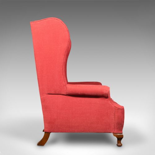 fig 2. Antique Wing-Back Chair, English, Armchair, Oak, Fireside Seat, Victorian, 1900